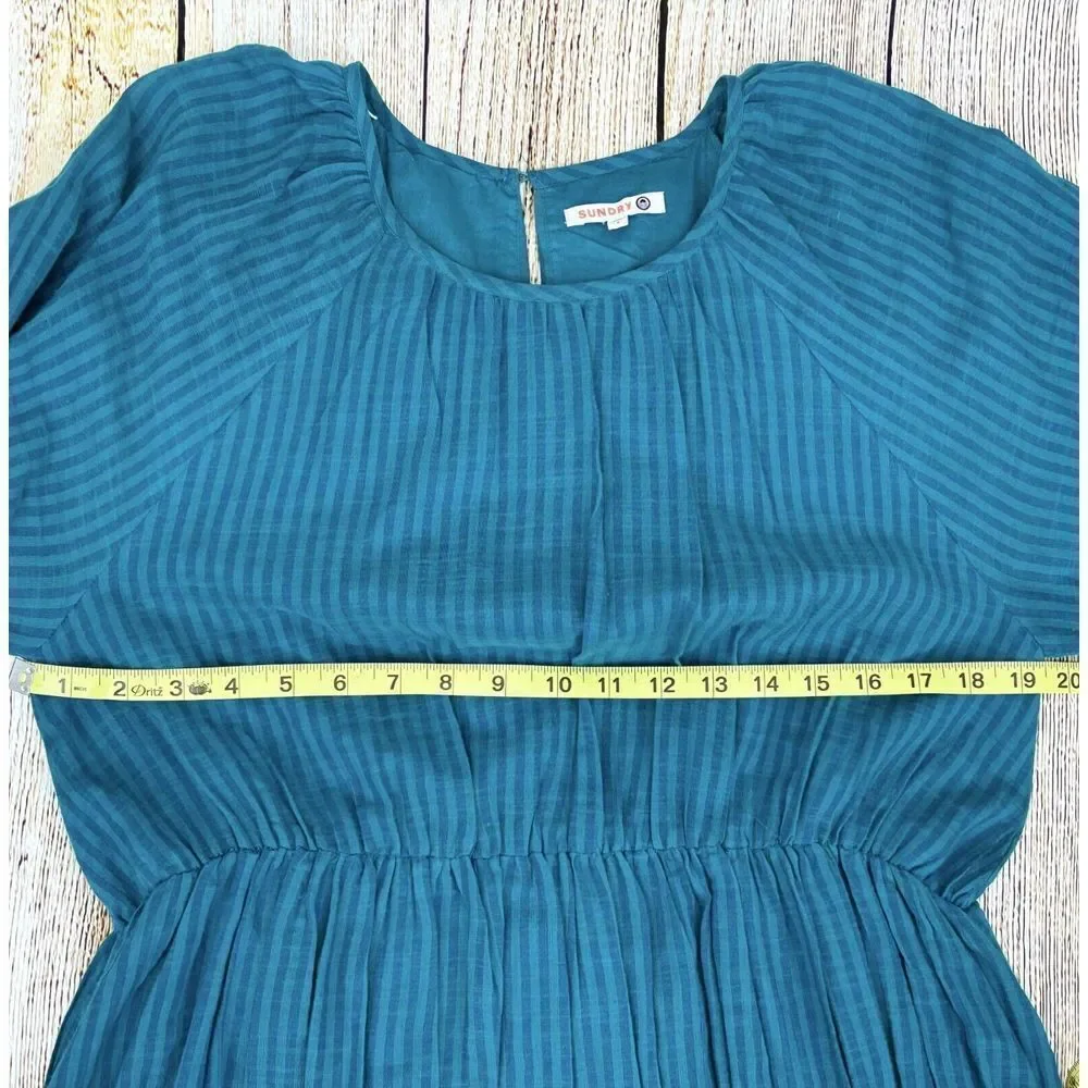 Anthropologie Sundry Stripe Dress Size 1 (Small) Long Sleeve Cotton‎ Midi Tiered
